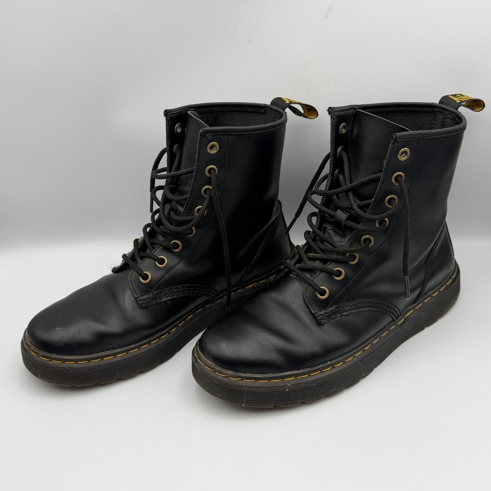 Dr Doc Martens Boots 1460 Zavala Black Leather Combat Lace Up W8 Goth Y2K Punk